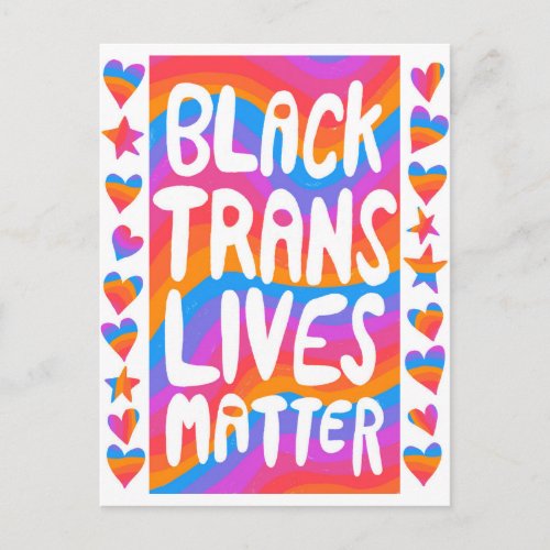 Black Trans Lives Matter BLM Transgender Rainbow Postcard