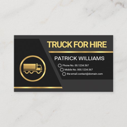 Black Trapezium Blocks Gold Lines Transport Business Card