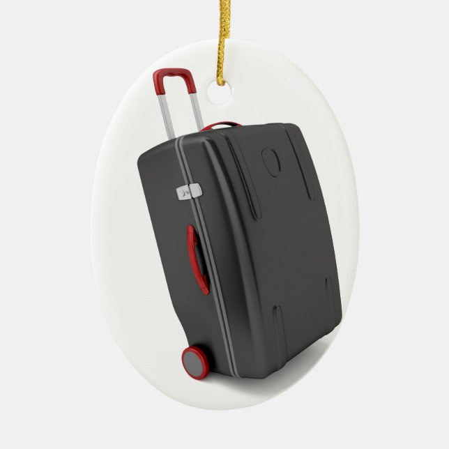 Black travel bag ceramic ornament (Front)