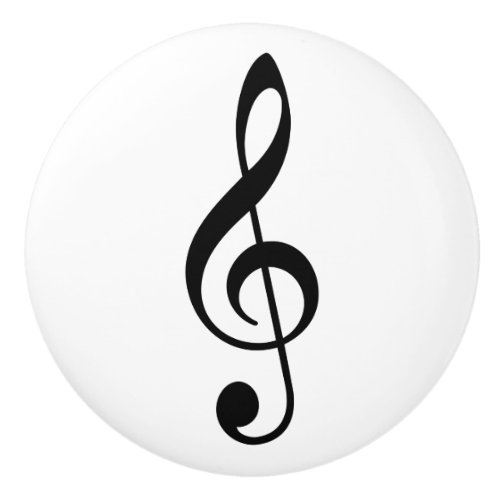 Black Treble Clef Music Symbol Notation Ceramic Knob