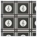 Black treble clef pattern fabric