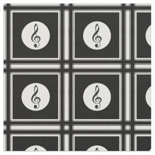 Black treble clef pattern fabric