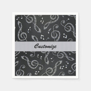 Black Treble Clefs Stylish Personalize Napkins