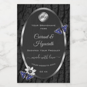 Black Tree Bark Silver Frame Product Labels Logo