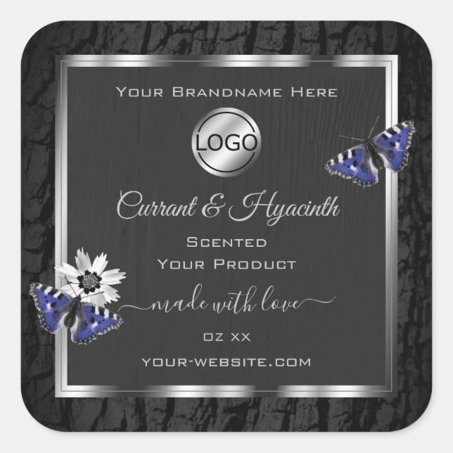 Black Tree Bark Silver Frame Product Labels Logo (Front)