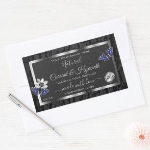 Black Tree Bark Silver Frame Product Labels Logo