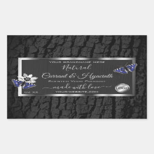 Black Tree Bark Silver Frame Product Labels Logo