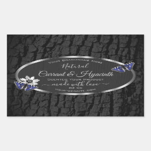 Black Tree Bark with Silver Frame Product Labels