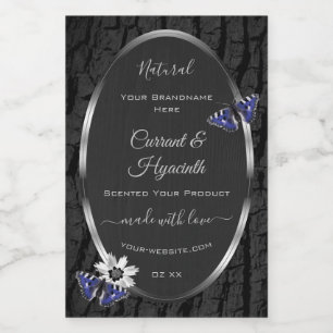 Black Tree Bark with Silver Frame Product Labels