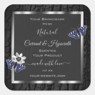 Black Tree Bark with Silver Frame Product Labels