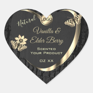 Black Tree Bark Wood Grain Gold Product Label Logo