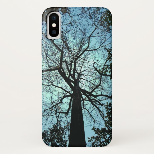 Black Tree Branches Blue Sky iPhone X Case