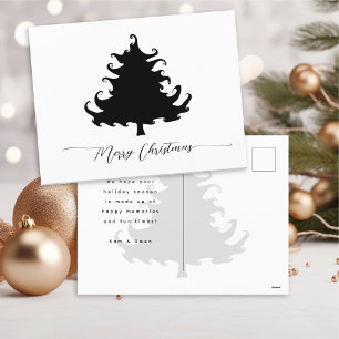 Black Tree Christmas Minimalist Holiday Postcard