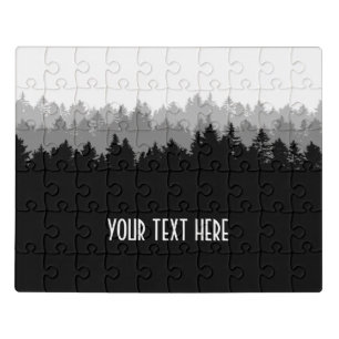 Black Tree Line Landscape with Your Text Jigsaw Puzzle