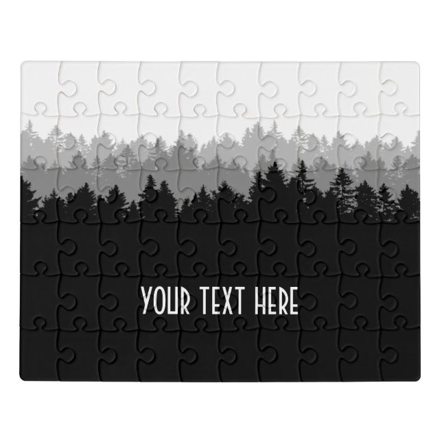 Black Tree Line Landscape with Your Text Jigsaw Puzzle (Puzzle Horizontal)