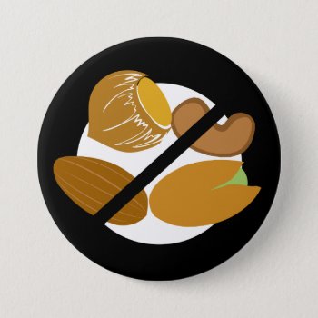 Black Tree Nut Free Nut Allergy Kids Button by LilAllergyAdvocates at Zazzle