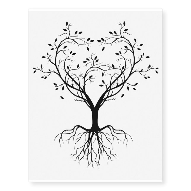 Black Tree of life heart Temporary Tattoos (Front)