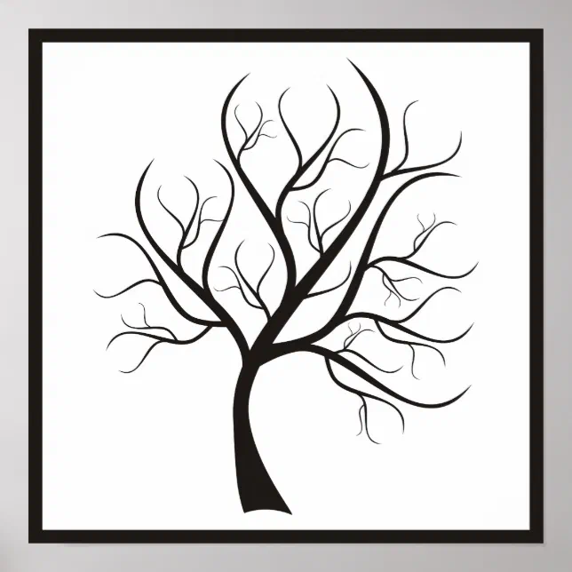 Black Tree On White Poster | Zazzle