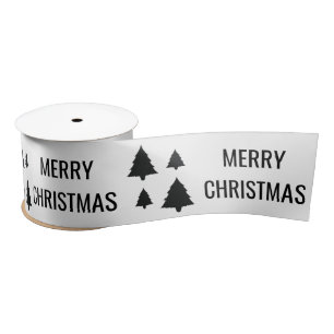 Black Tree Shapes With Merry Christmas Text Satin Ribbon