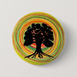 Black Tree Sun design brooch Button