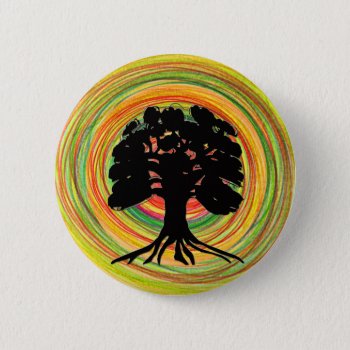 Black Tree Sun Design Brooch Button by sequindreams at Zazzle