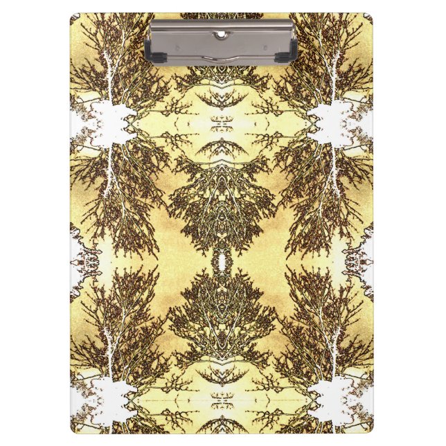 Black Trees Bright Yellow Sky Clipboard (Front)