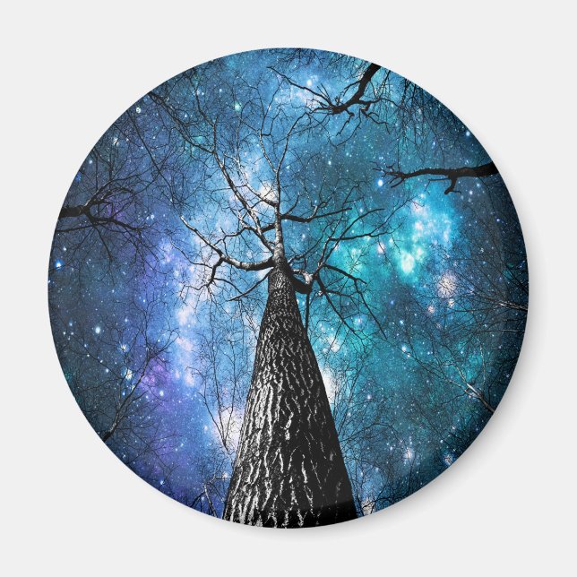 Black Trees Falling Stars Magnet (Front)