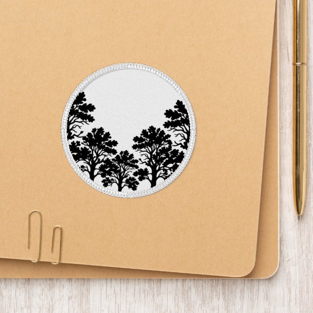 Black Trees Silhouette Embroidered Patch (On Folder)
