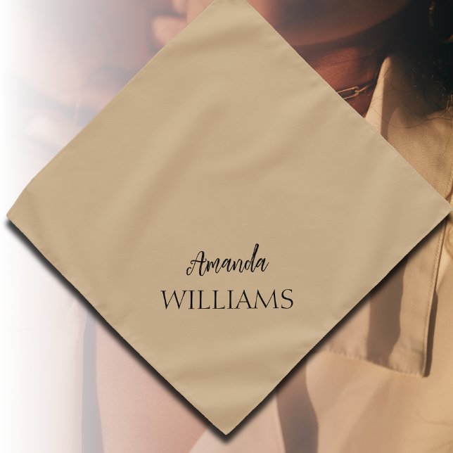 Black Trendy Elegant  First Last Name | Tan Brown  Bandana (Creator Uploaded)