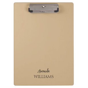 Black Trendy Elegant  First Last Name   Tan Brown  Clipboard