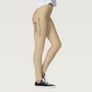 Black Trendy Elegant  First Last Name   Tan Brown  Leggings