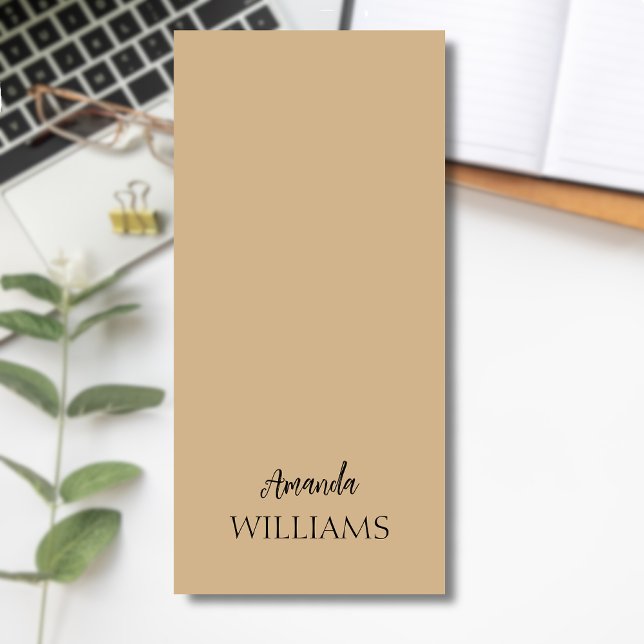 Black Trendy Elegant  First Last Name | Tan Brown  Magnetic Notepad (Creator Uploaded)