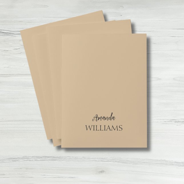 Black Trendy Elegant  First Last Name | Tan Brown  Pocket Folder (Creator Uploaded)