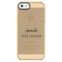 Black Trendy Elegant First Last Name Tan Brown Clear iPhone SE/5/5s Case