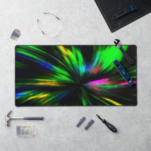 Black Trendy Modern Color Splash Desk Mat