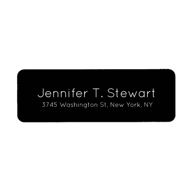 Black Trendy Modern Professional Elegant Plain Label (Front)