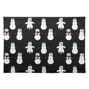 Black Trendy Placemat white cute snowman Christmas