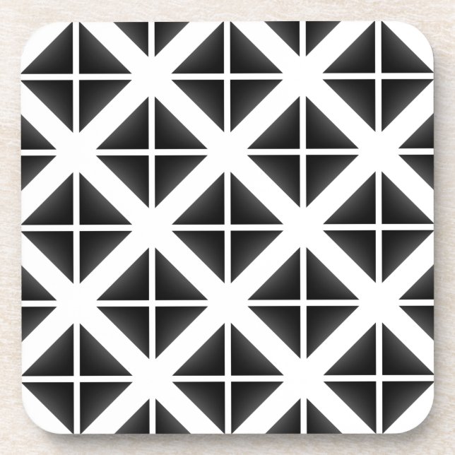 Black Trendy Triangle Pattern Beverage Coaster (Front)