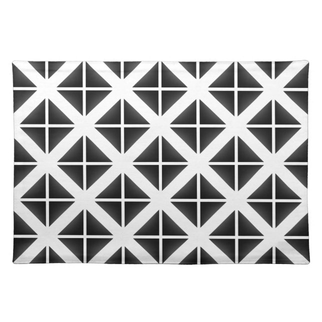 Black Trendy Triangle Pattern Cloth Placemat (Front)