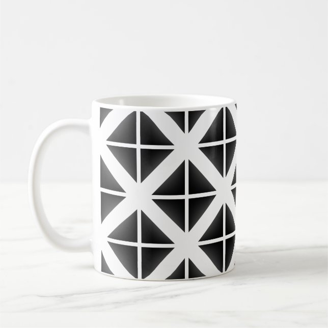 Black Trendy Triangle Pattern Coffee Mug (Left)