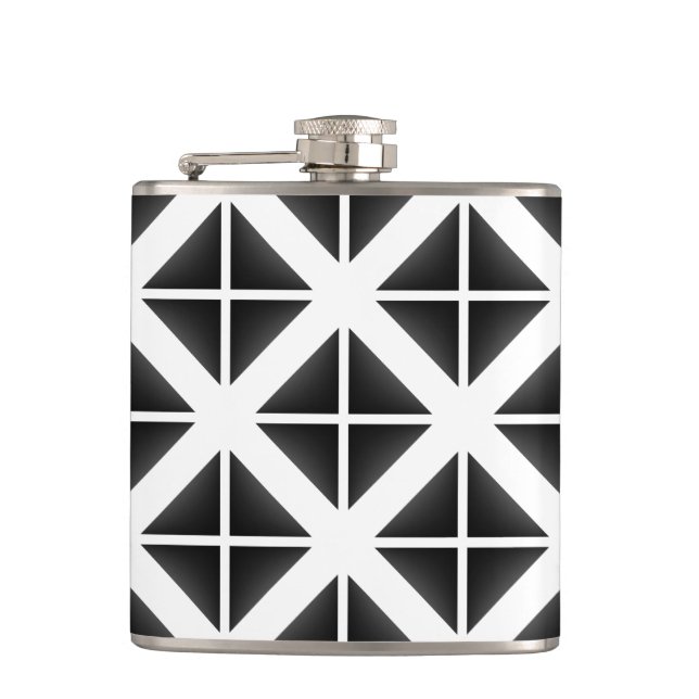 Black Trendy Triangle Pattern Hip Flask (Front)