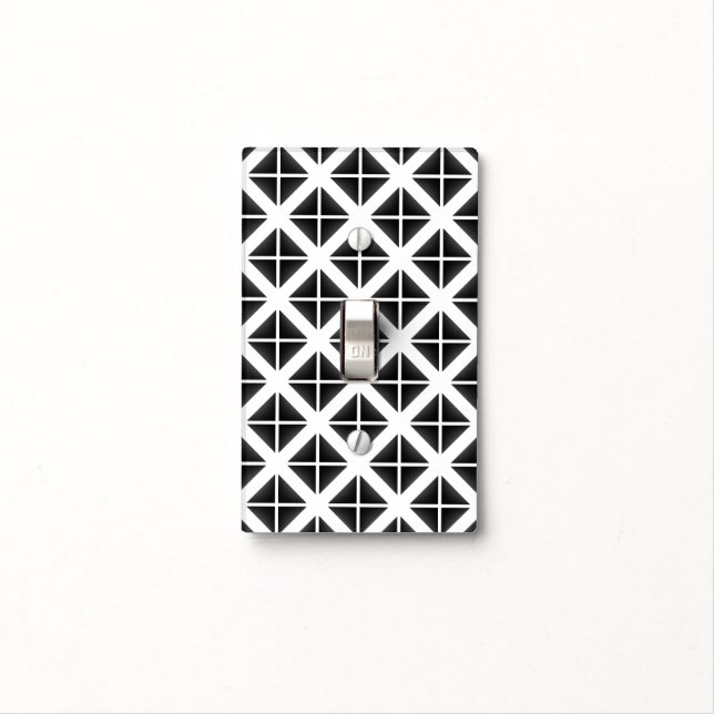 Black Trendy Triangle Pattern Light Switch Cover (In Situ)