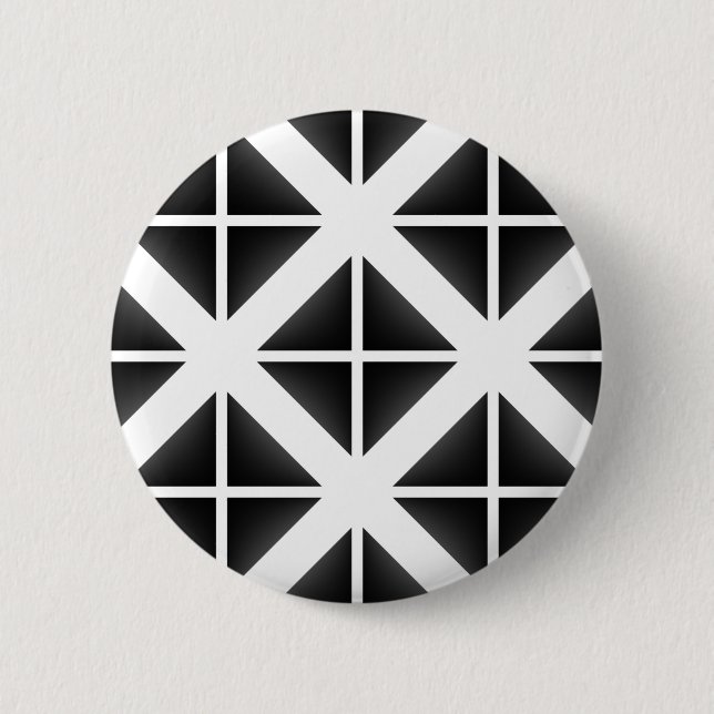 Black Trendy Triangle Pattern Pinback Button (Front)