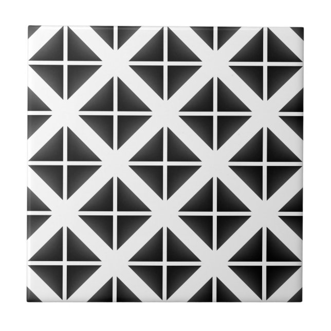 Black Trendy Triangle Pattern Tile (Front)