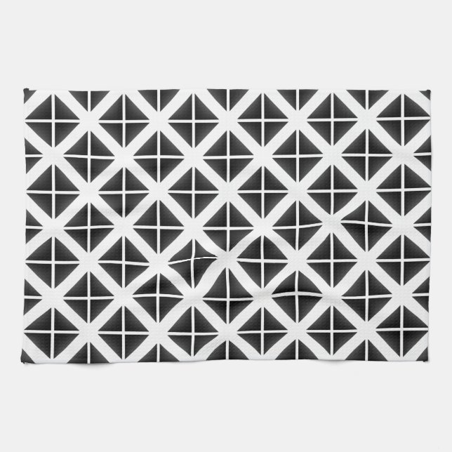 Black Trendy Triangle Pattern Towel (Horizontal)