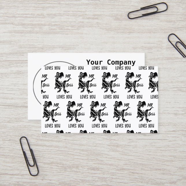 Black Trex the Boss Dino Business Card (Front/Back In Situ)