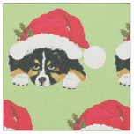 Black Tri Australian Shepherd Pup Holiday Fabric