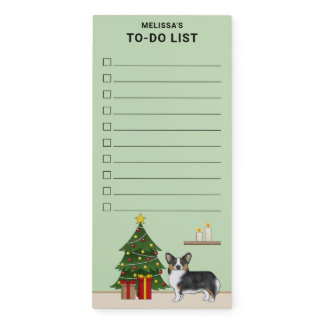 Black Tri Pembroke Welsh Corgi Dog Christmas Tree Magnetic Notepad