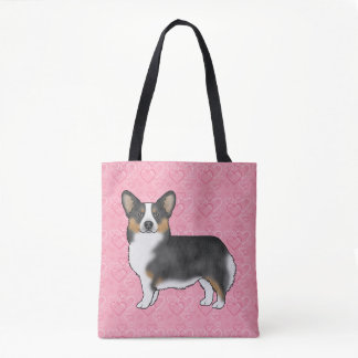 Black Tri Pembroke Welsh Corgi Love Hearts Pink Tote Bag