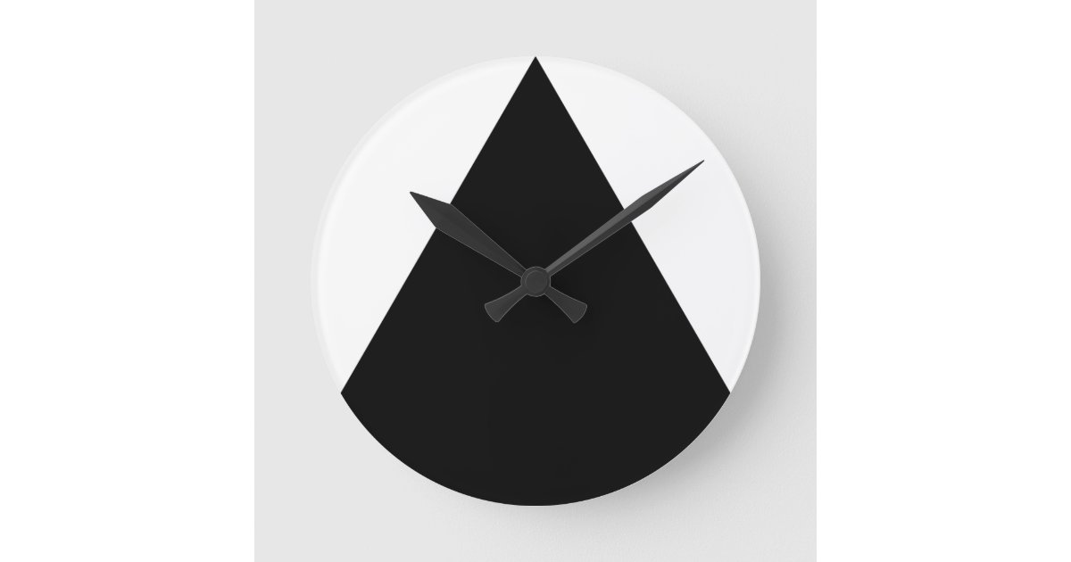 Black Triangle Geometric Round Clock | Zazzle